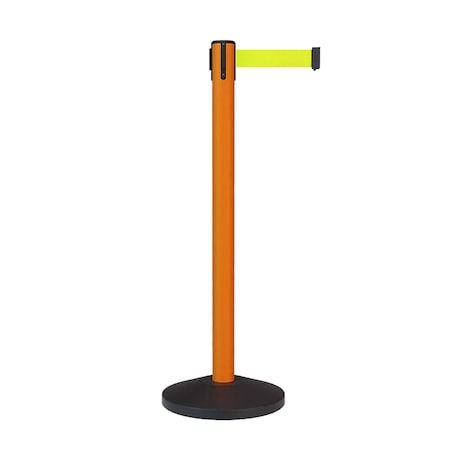 Stanchion Belt Barrier Orange Post 13ft.Fl. Yellow Belt